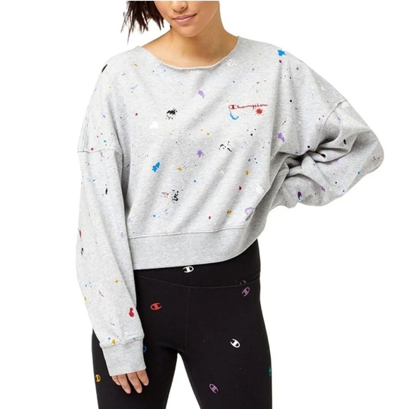 Champion Sweaters - Champion Terry Paint Splatter Oversized Astsy Sweatshirt Women's Size (XL)